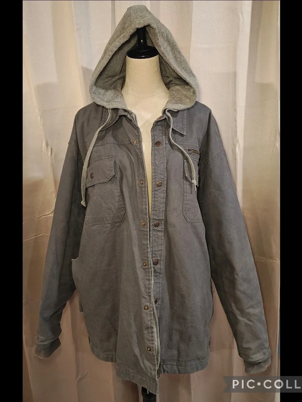 🖤Vintage Wrangler Workwear Grey Hooded Duck Canvas Heavy Duty Utility Jacket🩶